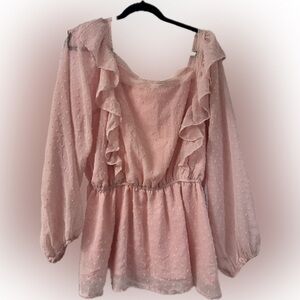 Chic Soul Pink Ruffled Peplum Blouse